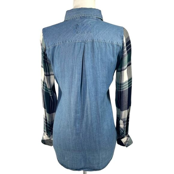 Rails XSmall Blue Chambray & soft Plaid Long Sleeve Shirt - Picture 6 of 10
